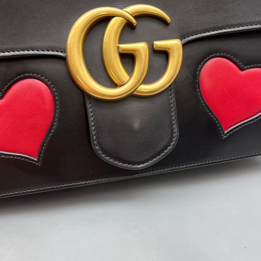 GUCCI 98新 情人節marmont愛心系列鏈條包-5