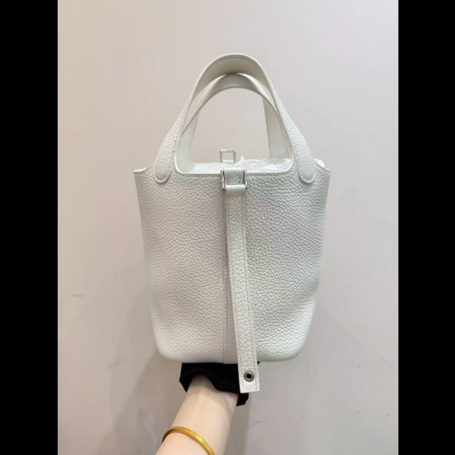 愛馬仕/Hermès 菜籃子picotin18 01純白色銀扣 tc皮-2
