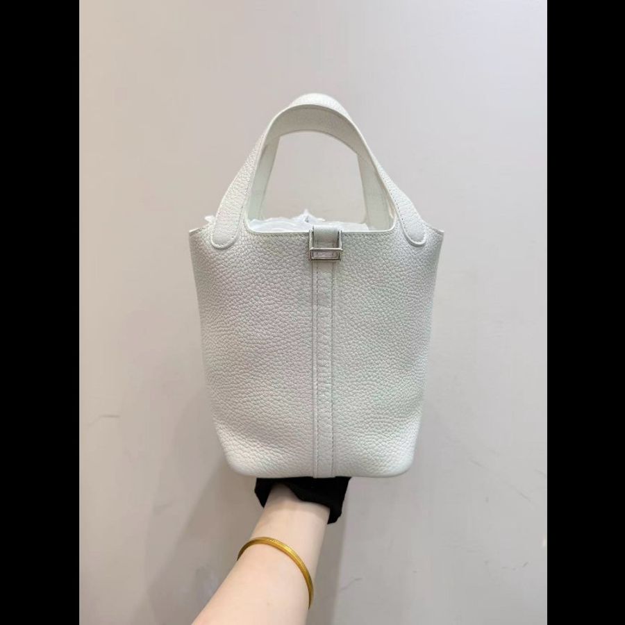 愛馬仕/Hermès 菜籃子picotin18 01純白色銀扣 tc皮-3
