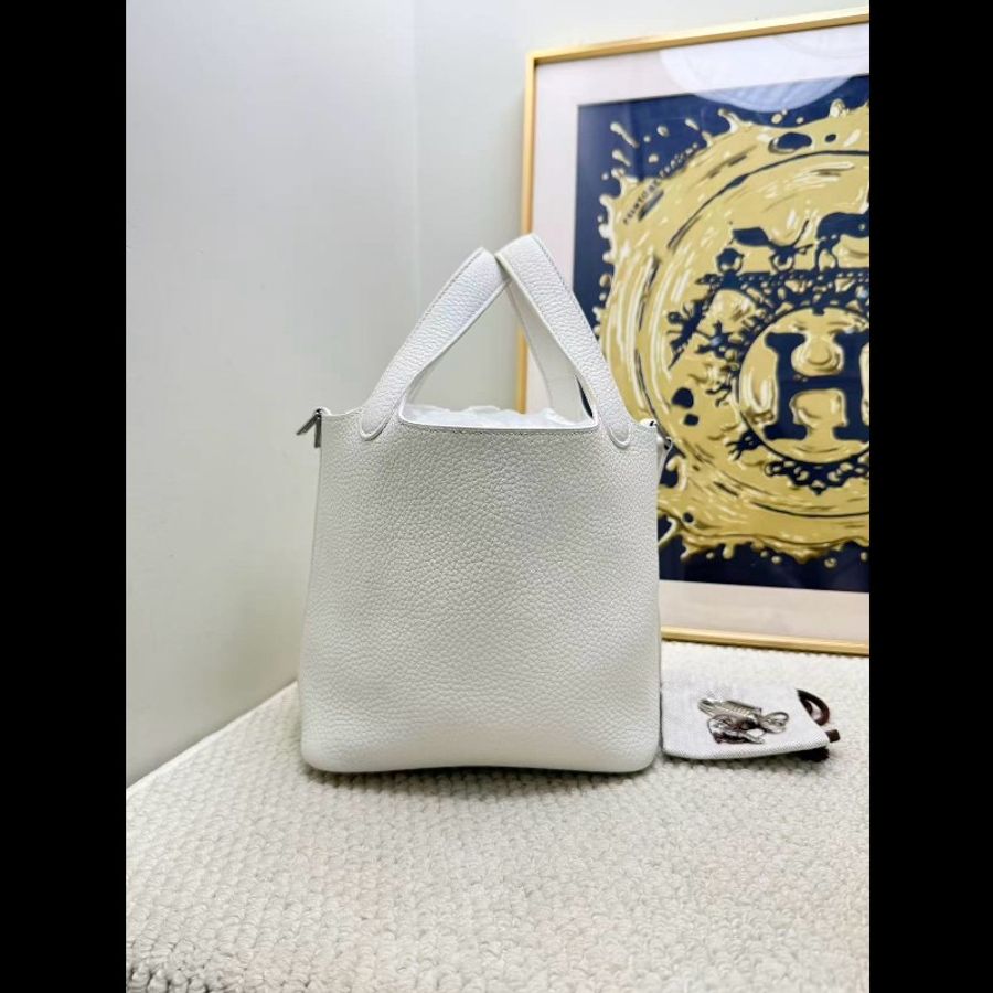 愛馬仕/Hermès 菜籃子picotin18 01純白色銀扣 tc皮-6