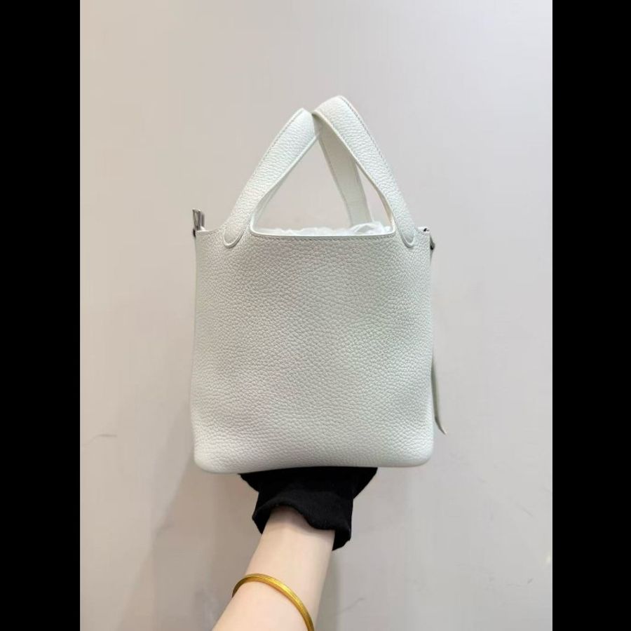 愛馬仕/Hermès 菜籃子picotin18 01純白色銀扣 tc皮-7
