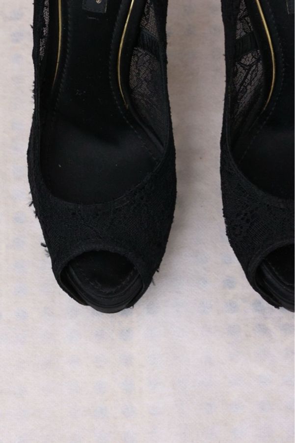 Dolce & Gabbana黑色蕾丝鱼嘴高跟鞋-4