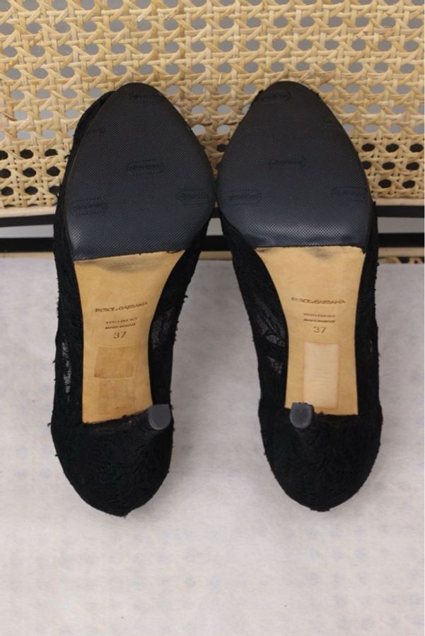 Dolce & Gabbana黑色蕾丝鱼嘴高跟鞋-8