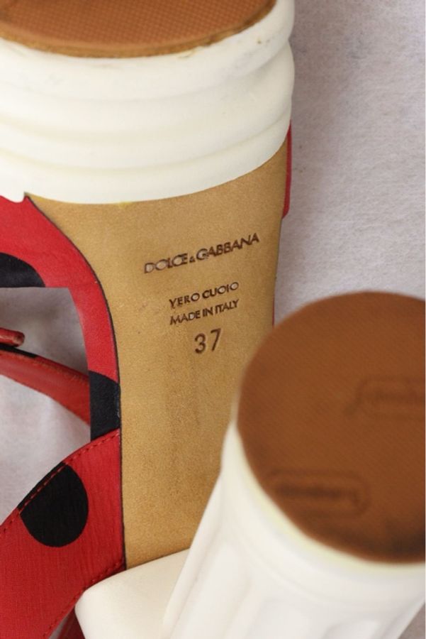 Dolce & Gabbana红黑波点鱼嘴高跟凉鞋-9