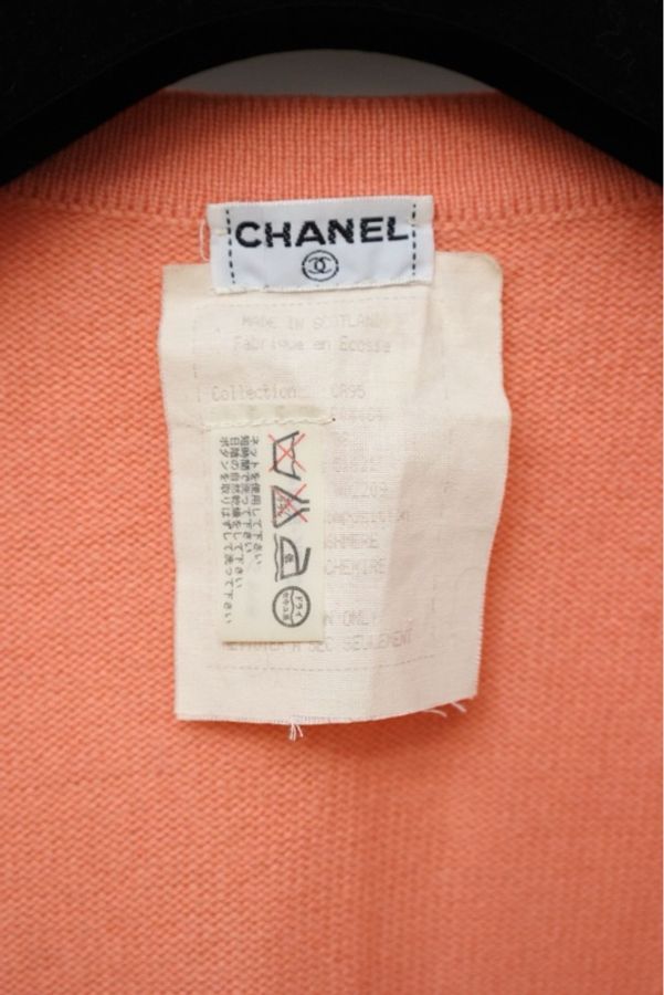 Chanel橙色羊绒针织开衫外套短袖套装-19