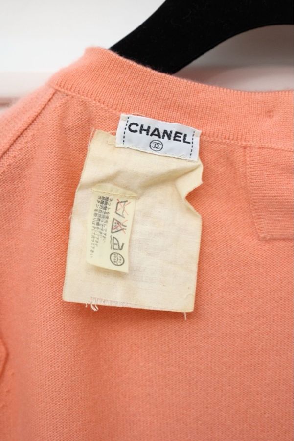 Chanel橙色羊绒针织开衫外套短袖套装-20