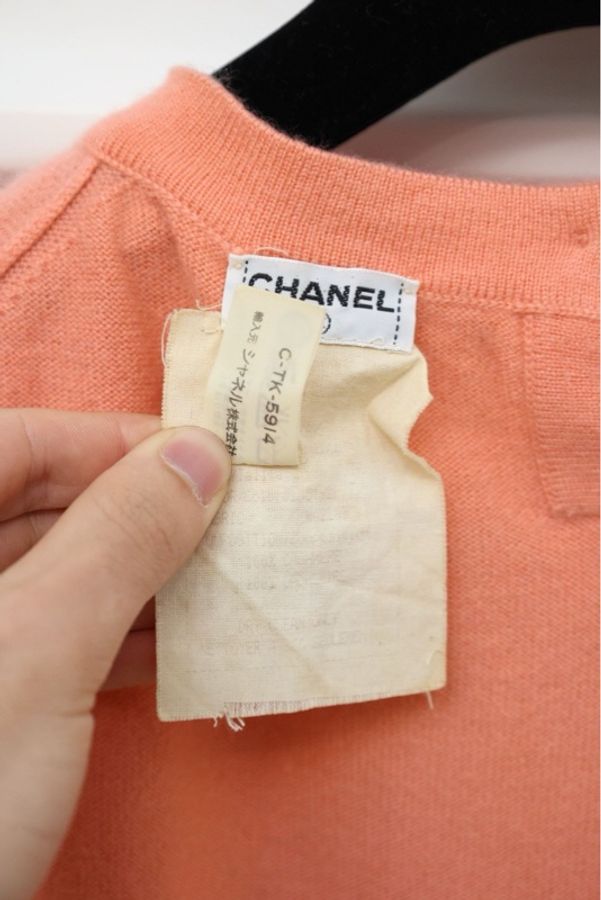 Chanel橙色羊绒针织开衫外套短袖套装-38