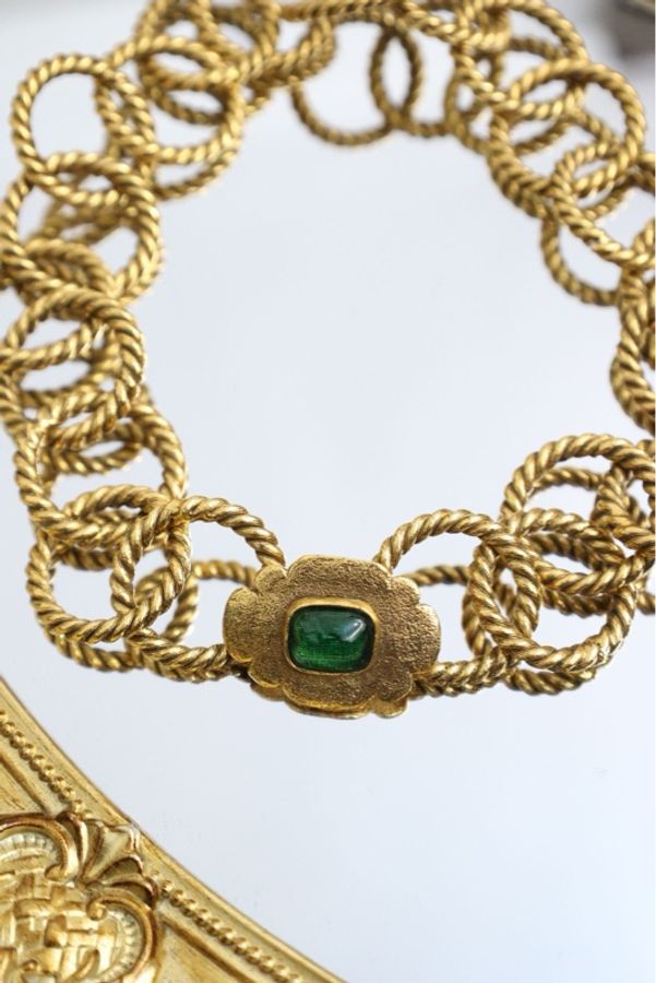 Chanel 88年绿琉璃麻花链条项链chocker-1