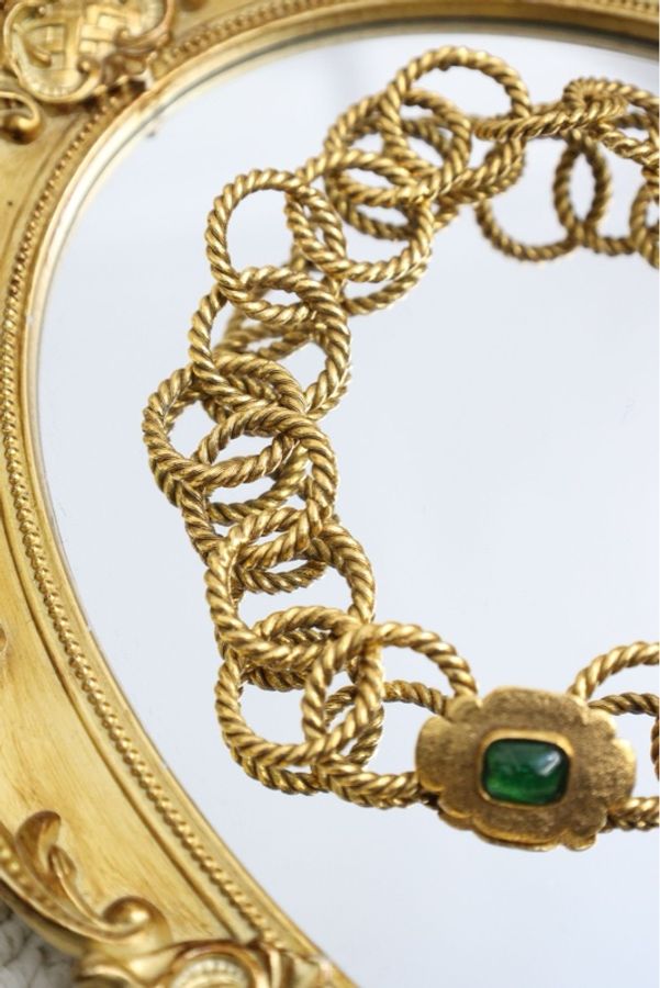 Chanel 88年绿琉璃麻花链条项链chocker-7