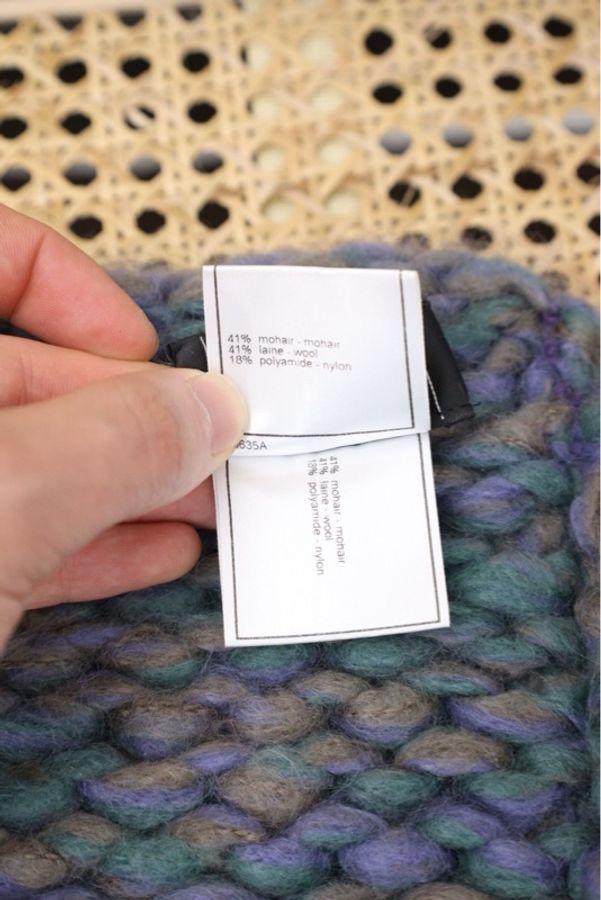 Chanel 00年蓝紫色粗针织高领短袖上衣袖套套装-23