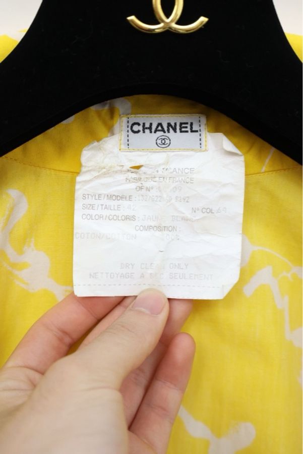 Chanel柠檬黄纯棉衬衫无袖背心外套-10