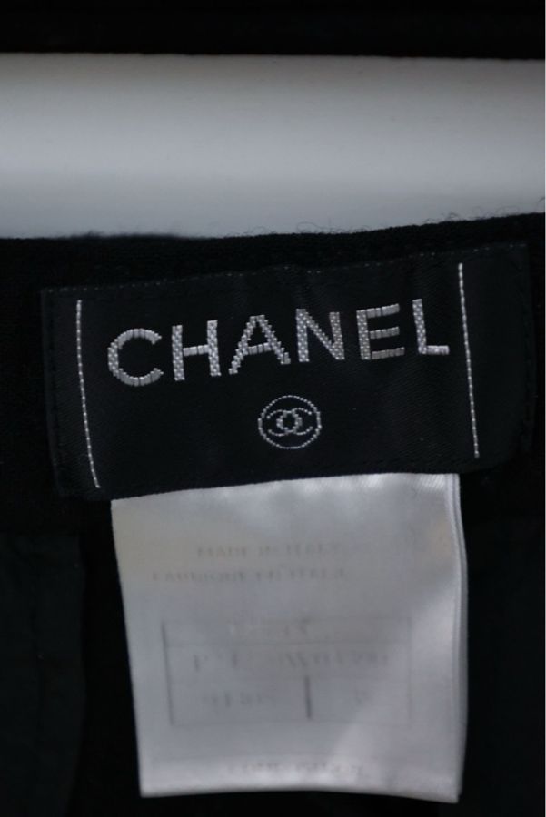 Chanel 01年深蓝羊毛两口袋长裤-11