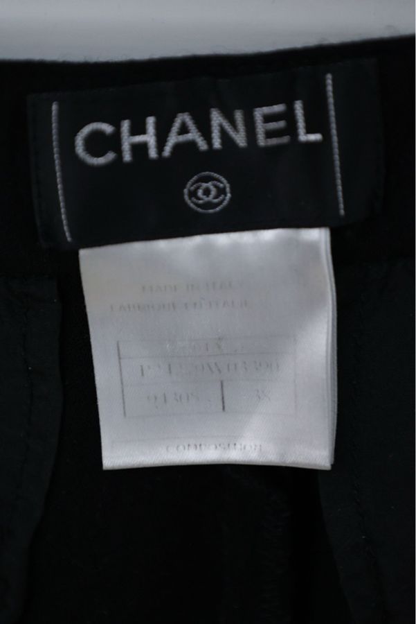 Chanel 01年深蓝羊毛两口袋长裤-13