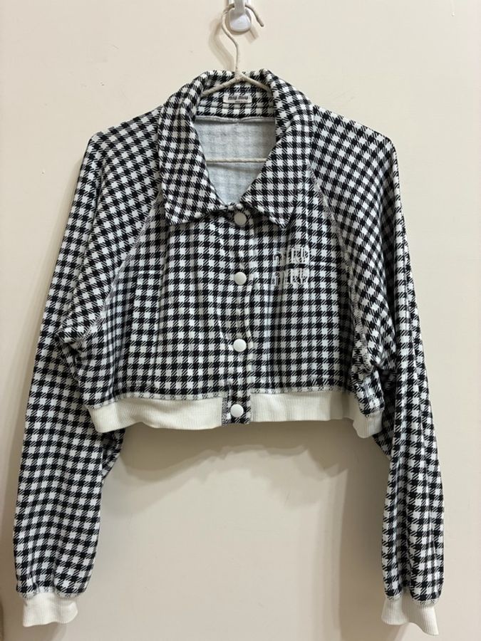 Miumiu 千鳥格紋 棒球外套-1