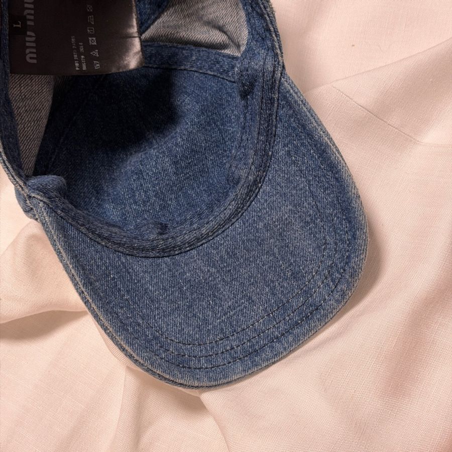 miu miu 牛仔仿舊 帽子 鴨舌帽 L號-6