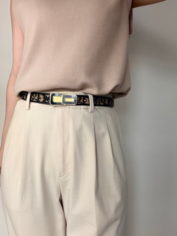 Christian Dior 藏青色 Oblique 老花帆布腰帶 65cm S碼-5