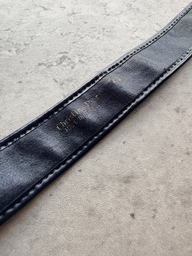 Christian Dior 藏青色 Oblique 老花帆布腰帶 65cm S碼-7