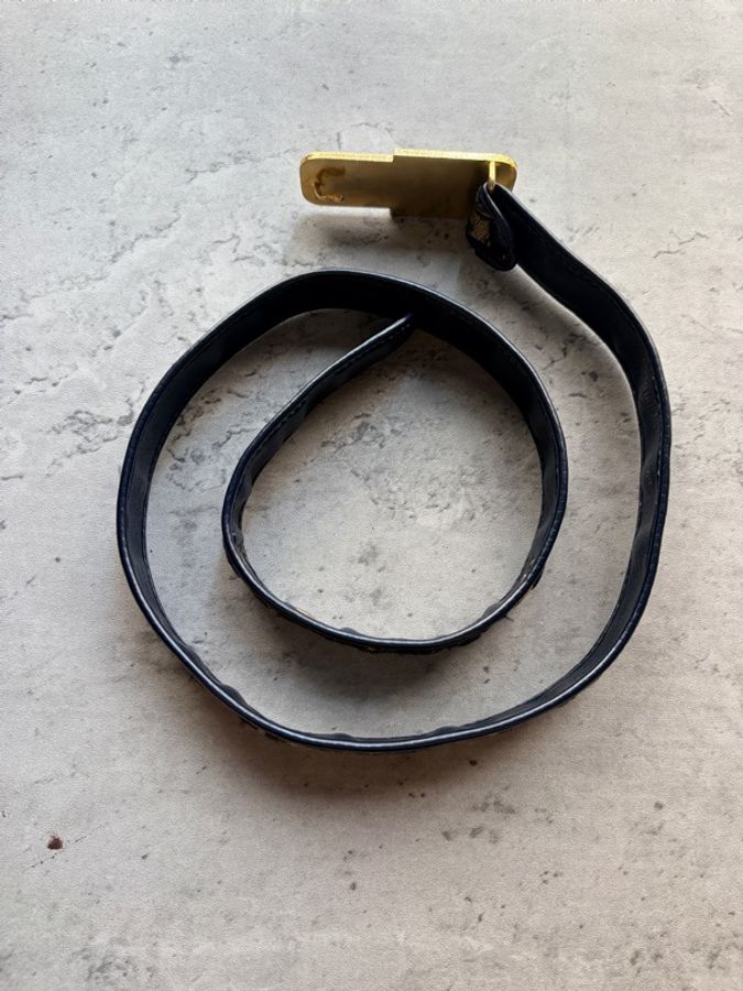 Christian Dior 藏青色 Oblique 老花帆布腰帶 65cm S碼-15
