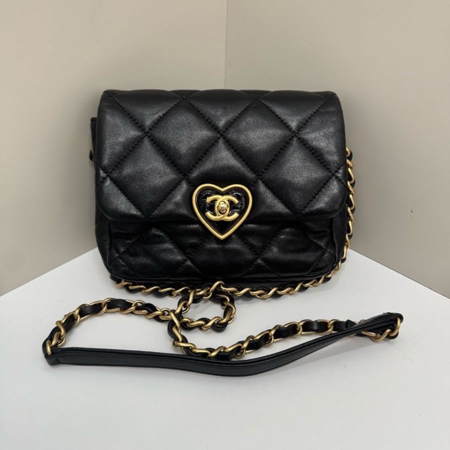 全新全配🖤✨#香奈兒 #23s #黑色愛心琺瑯扣方胖子 #晶片款 #有購證-0