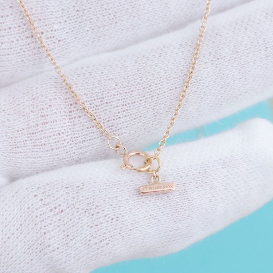 Tiffany帝芙尼 圓餅項鍊大號，18K玫瑰金白貝母鑲鑽，配件盒子-7