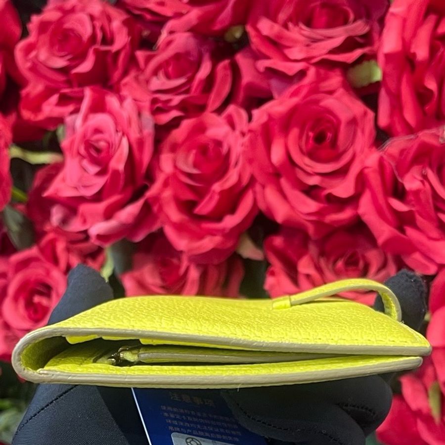 Hermès 愛馬仕bearn錢包 檸檬黃金扣 框Q刻-8