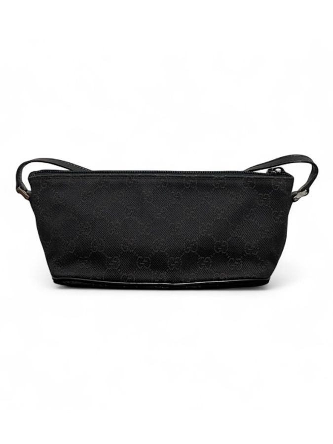 Gucci老花GG黑色中古腋下包/水餃包Vintage Monogram Baguette-1