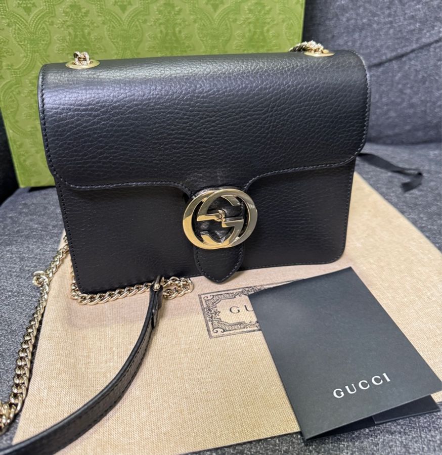 GUCCI 專櫃正品 510304 黑色 經典款 銀鏈包 肩背包 鏈條包 方胖子 小方包 相機包-1