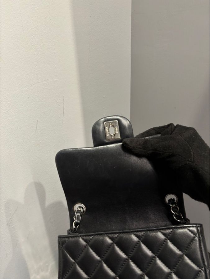 Chanel Mini Square 方胖子 羊皮 黑銀 |Classic Trend CT精品|台北東區實體-6
