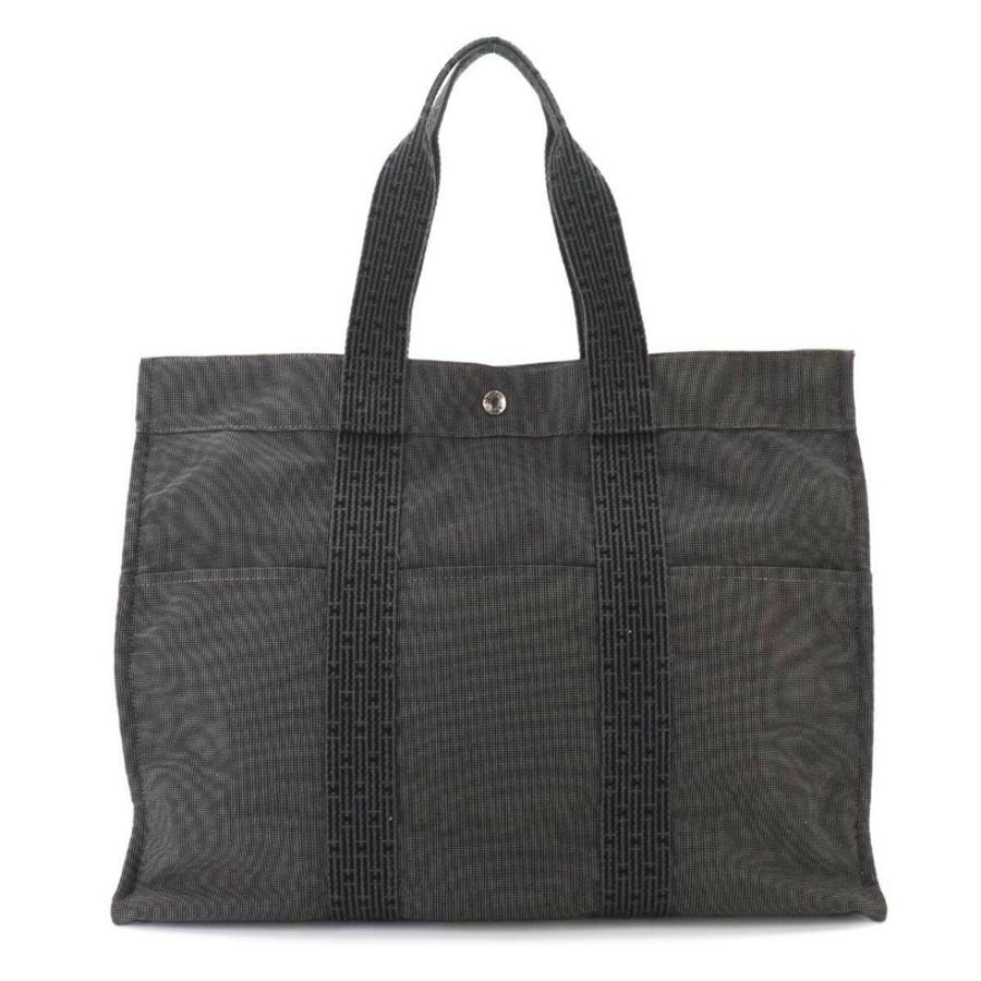 愛馬仕 Herline Tote GM 手提包,灰色帆布,銀色五金。-1