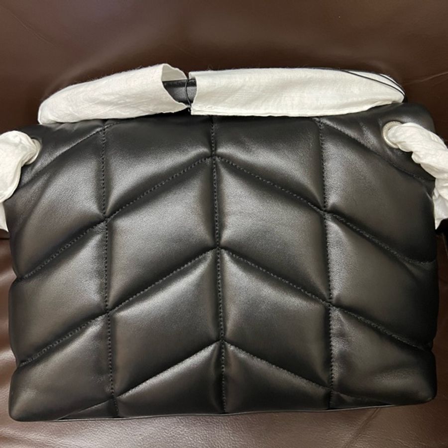 YSL Puffer medium 雲朵包 銀色Logo 銀色鏈-6