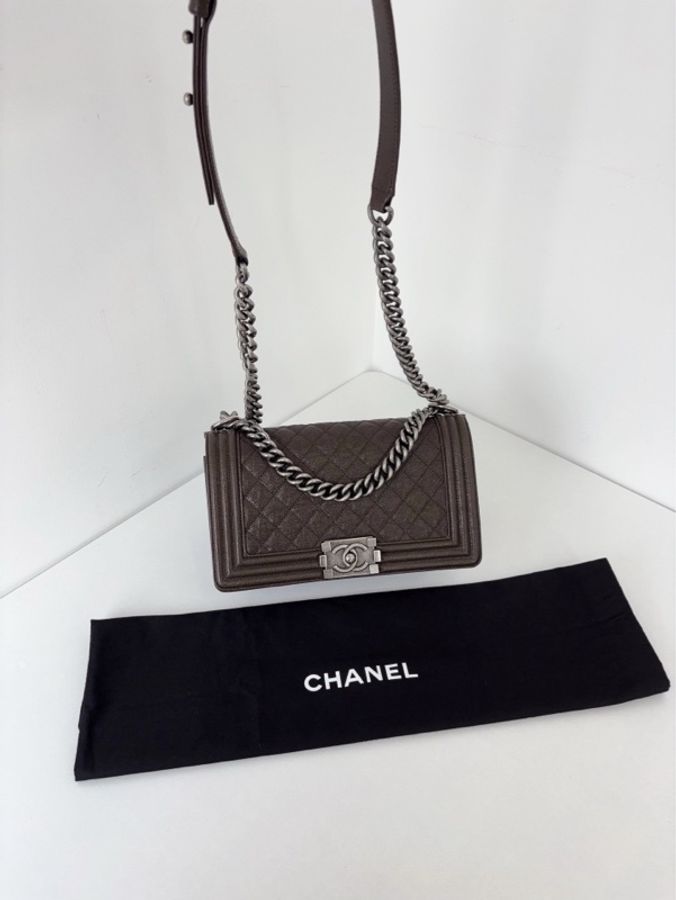 💎Chanel香奈兒|荔枝皮Leboy中號|棕褐色復古銀扣|98新-4