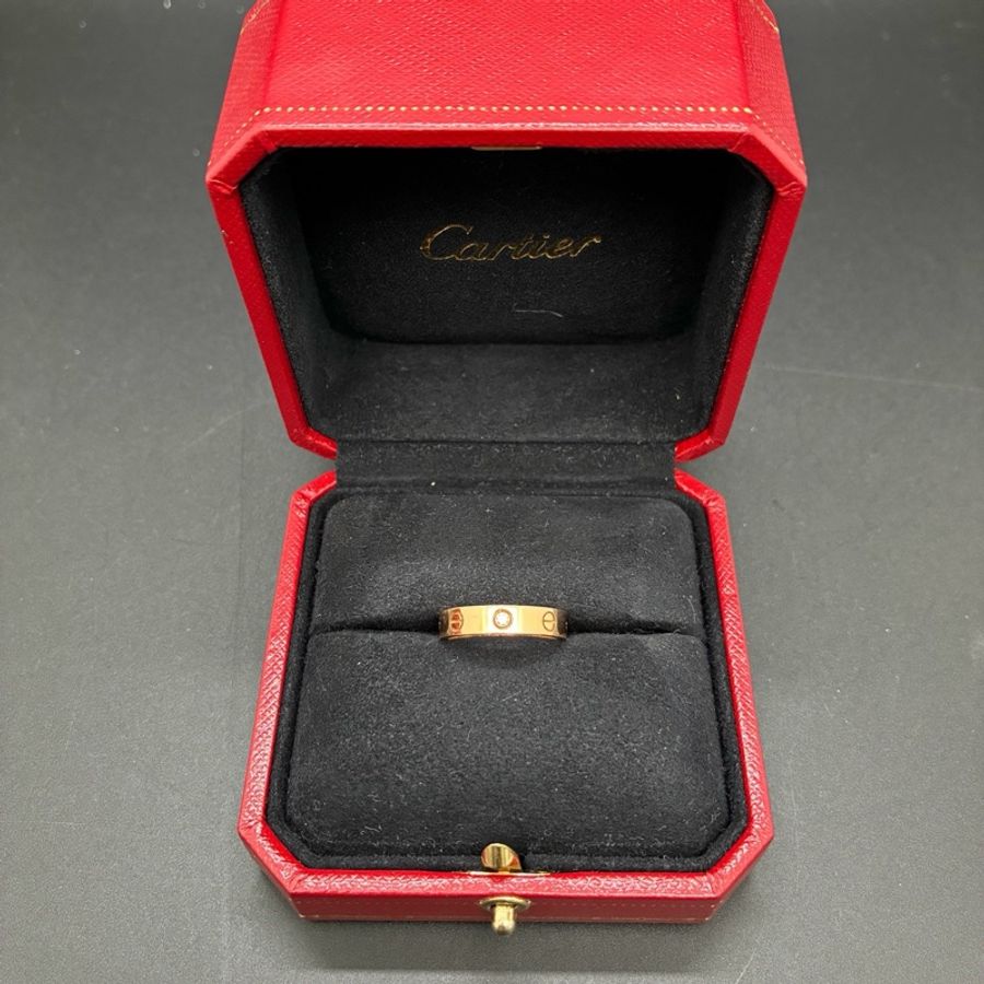 cartier卡地亞 玫瑰金 love 單鑽 戒指 窄版51碼-5