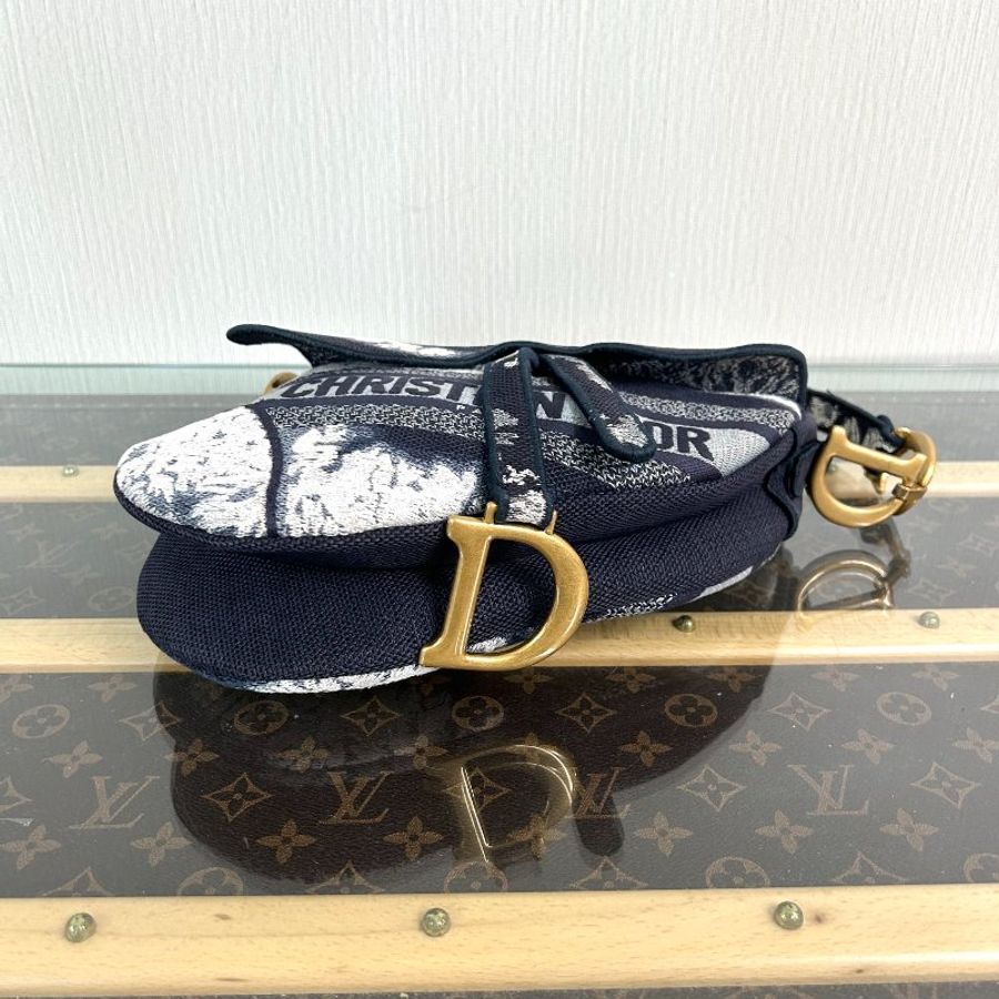 DIOR saddle限量漸變刺繡  鉚釘寬肩帶手提肩背馬鞍包 25*20*6.5 98新配件塵袋-5