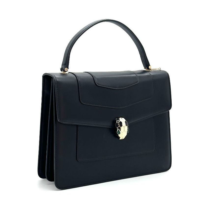 BVLGARI 黑色蛇頭  中號手提肩背斜背包 26*20*7 98新配件塵袋 雨衣 鏡子 吊牌-4
