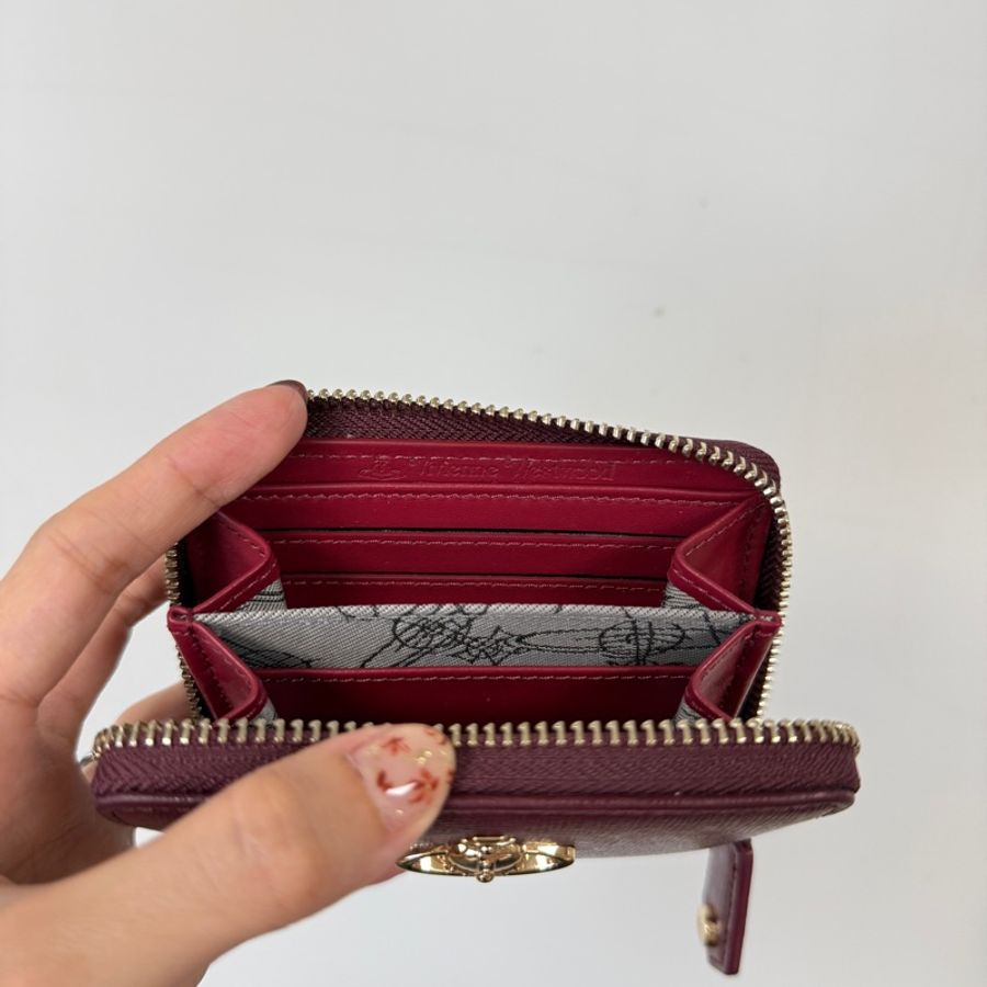 Vivienne Westwood 西太后酒紅×金色 ORB Logo 拉鍊零錢包-6