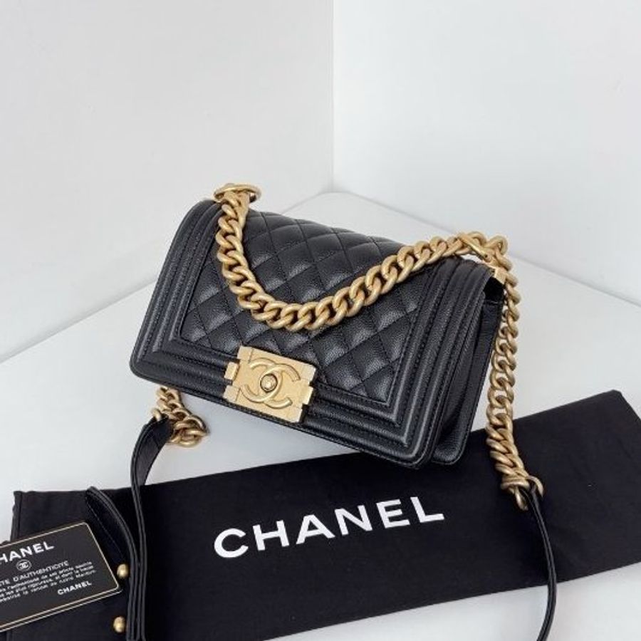 香奈兒/Chanel Leboy 黑金荔枝牛皮 小號鏈條包-2