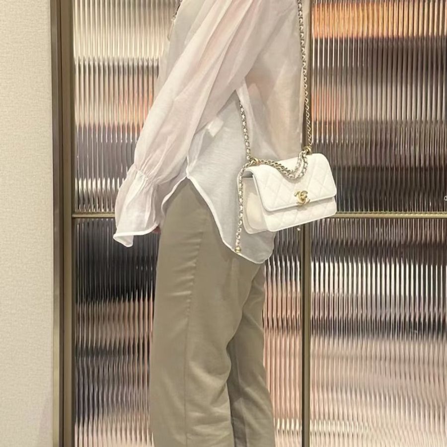 CHANEL 白金雙金珠woc肩背斜背包 19*13*7 98新配件塵袋-1