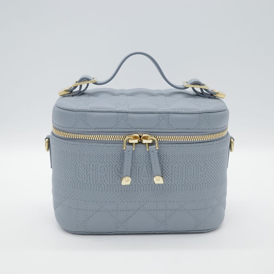 Christian Dior Travel 旅行 小號 藍色 羊皮 化妝箱 手提包 斜背包-1