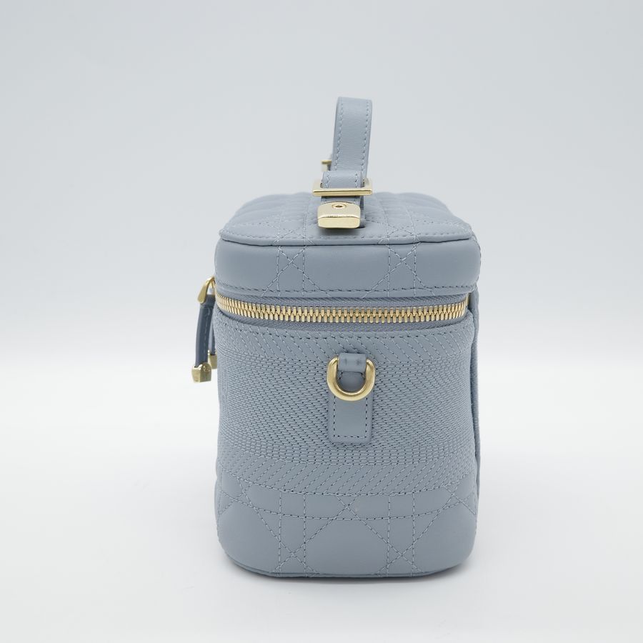Christian Dior Travel 旅行 小號 藍色 羊皮 化妝箱 手提包 斜背包-3