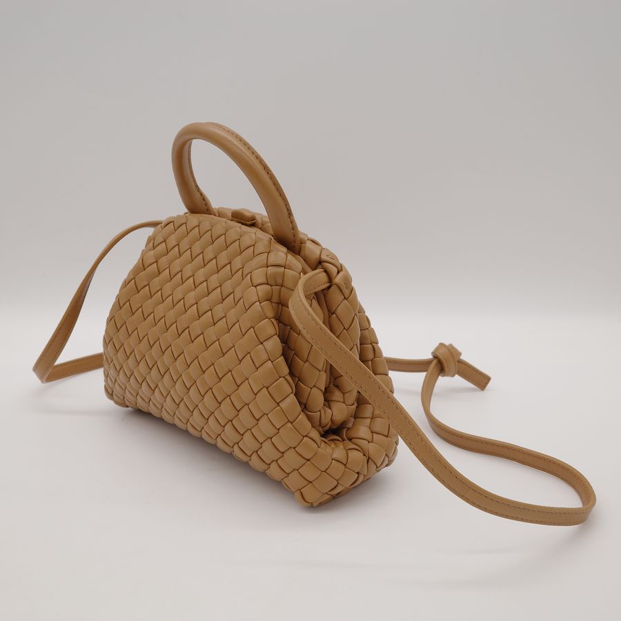 Bottega Veneta 寶緹嘉 Intrecciato 餅乾 棕色 駝色 編織 牛皮 復古 手提包 斜挎包-3