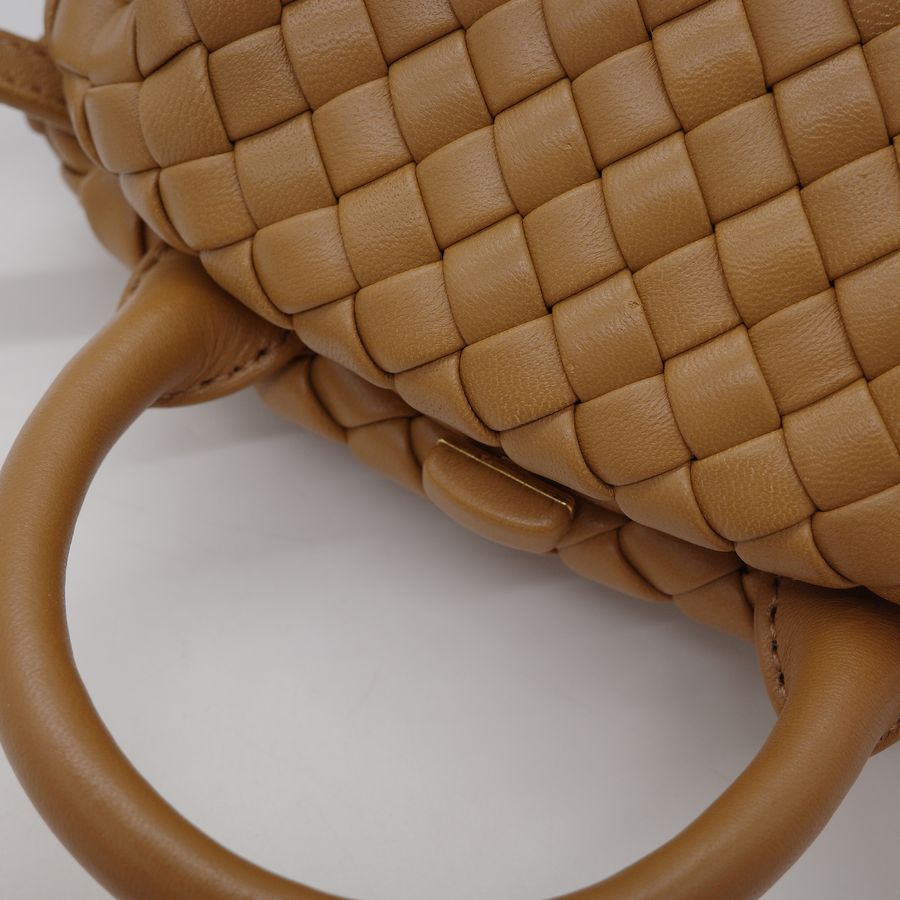 Bottega Veneta 寶緹嘉 Intrecciato 餅乾 棕色 駝色 編織 牛皮 復古 手提包 斜挎包-8