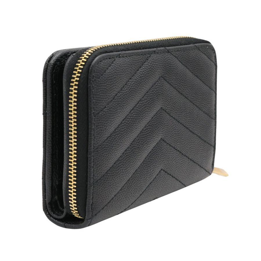 SAINT LAURENT 聖羅蘭 MATELASSE 二折中夾 黑色 粒面牛皮 668288BOW011000-1