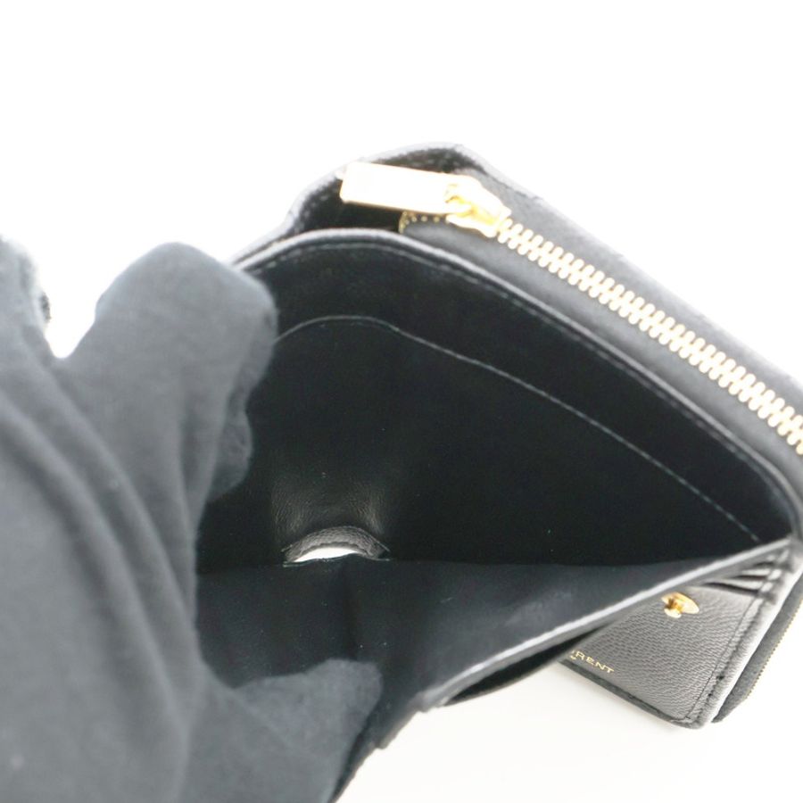 SAINT LAURENT 聖羅蘭 MATELASSE 二折中夾 黑色 粒面牛皮 668288BOW011000-4