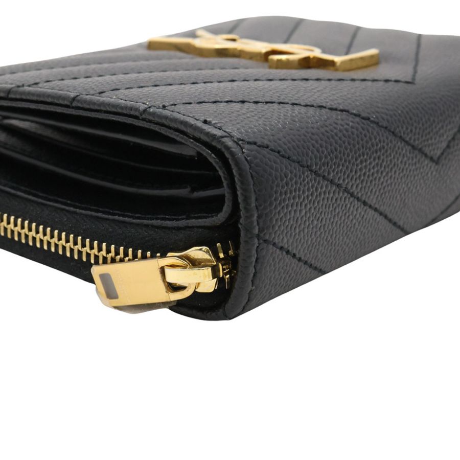SAINT LAURENT 聖羅蘭 MATELASSE 二折中夾 黑色 粒面牛皮 668288BOW011000-8