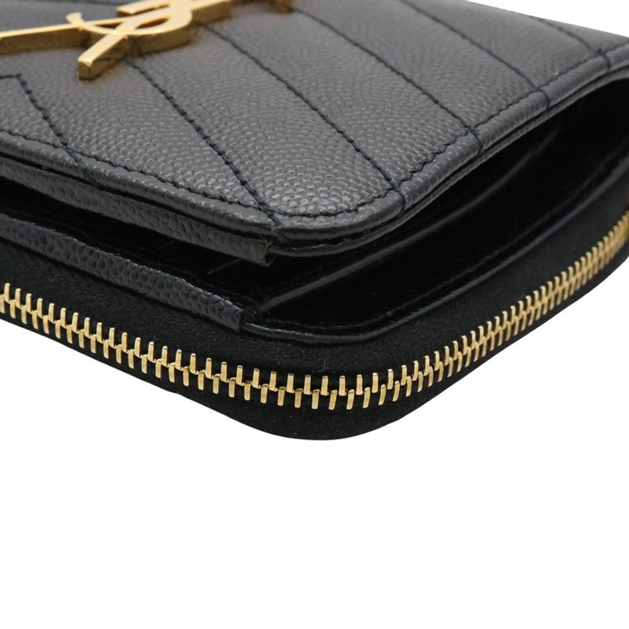SAINT LAURENT 聖羅蘭 MATELASSE 二折中夾 黑色 粒面牛皮 668288BOW011000-9