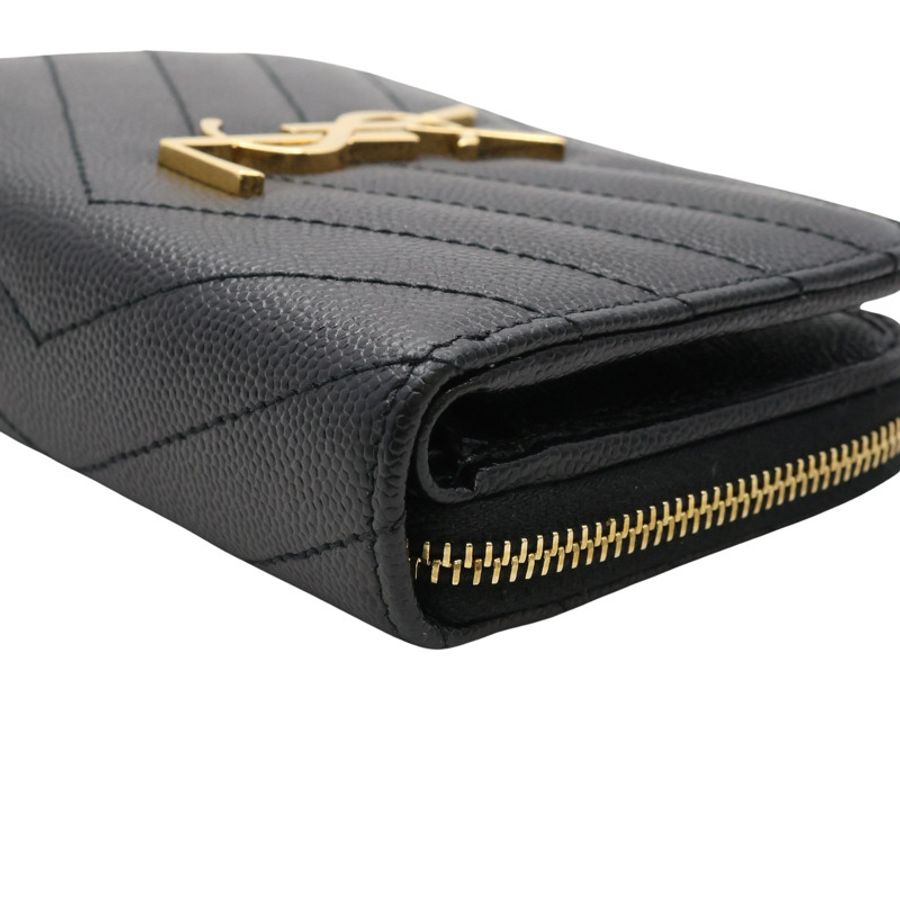 SAINT LAURENT 聖羅蘭 MATELASSE 二折中夾 黑色 粒面牛皮 668288BOW011000-11