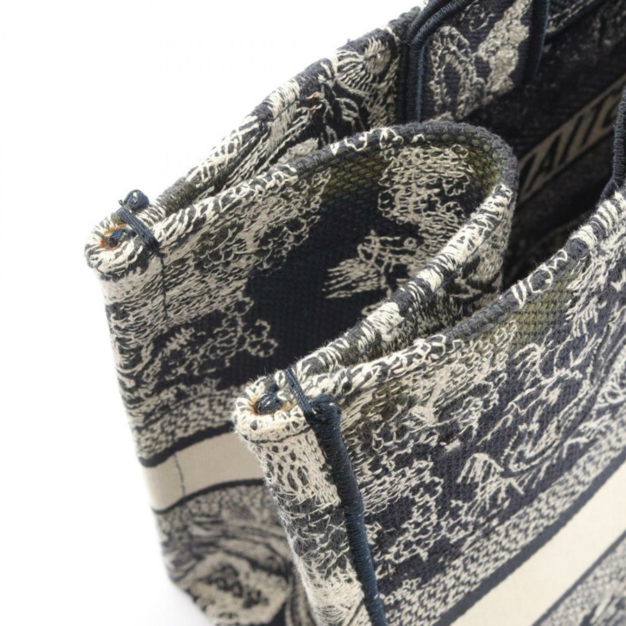 Christian Dior BOOK TOTE 中型手提包 M1296ZRGO 帆布 白色 海軍藍 二手 女士-9