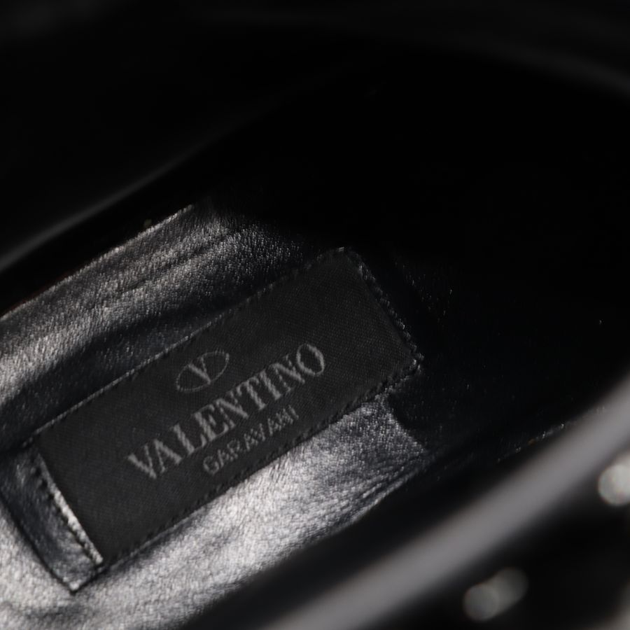 (EU36)Valentino Garavani 經典 Rockstud 黑色小牛皮 雙皮帶釦混搭金屬 黑色鉚釘短靴 機車靴-13