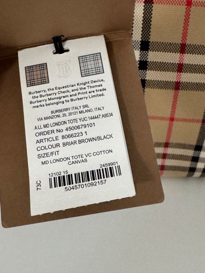 Burberry博柏利 London 格纹敞口设计托特包Tote包购物袋手提包 女款 石楠棕/黑色-5