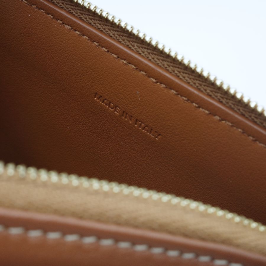 Celine 經典 Cuir Triomphe 凱旋門立體皮雕小牛皮 焦糖色 金屬鏈條相機包 斜背包-6